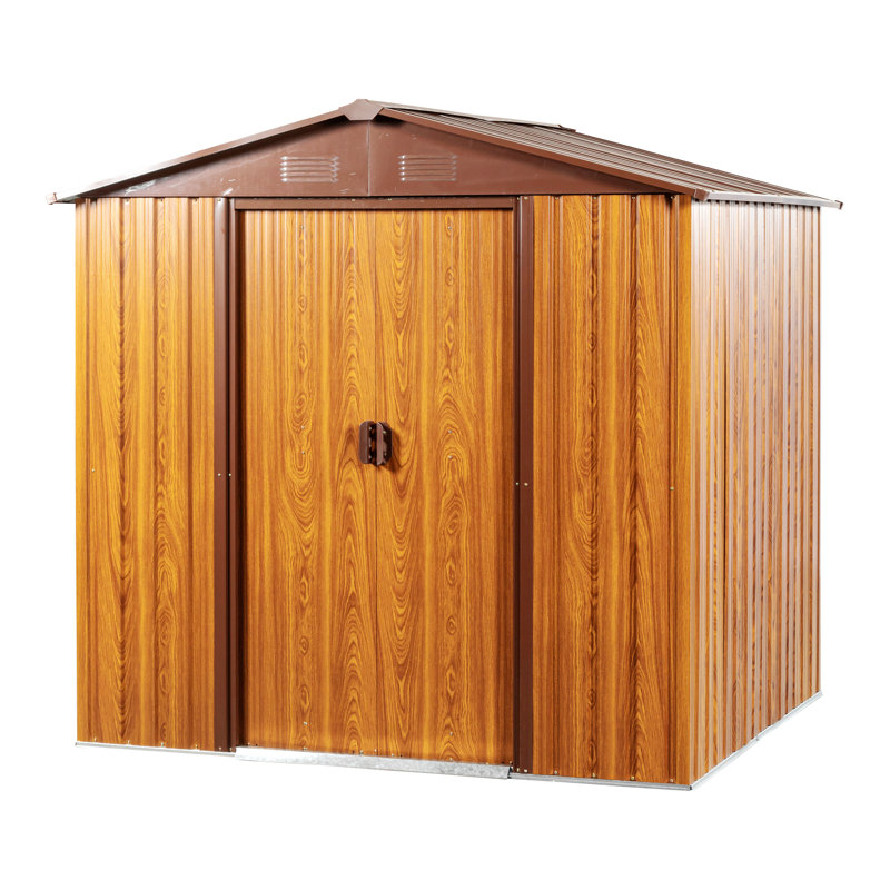 Remise de rangement en métal, Café, H 72,44 po x l 76,37 po x P 68,5 po