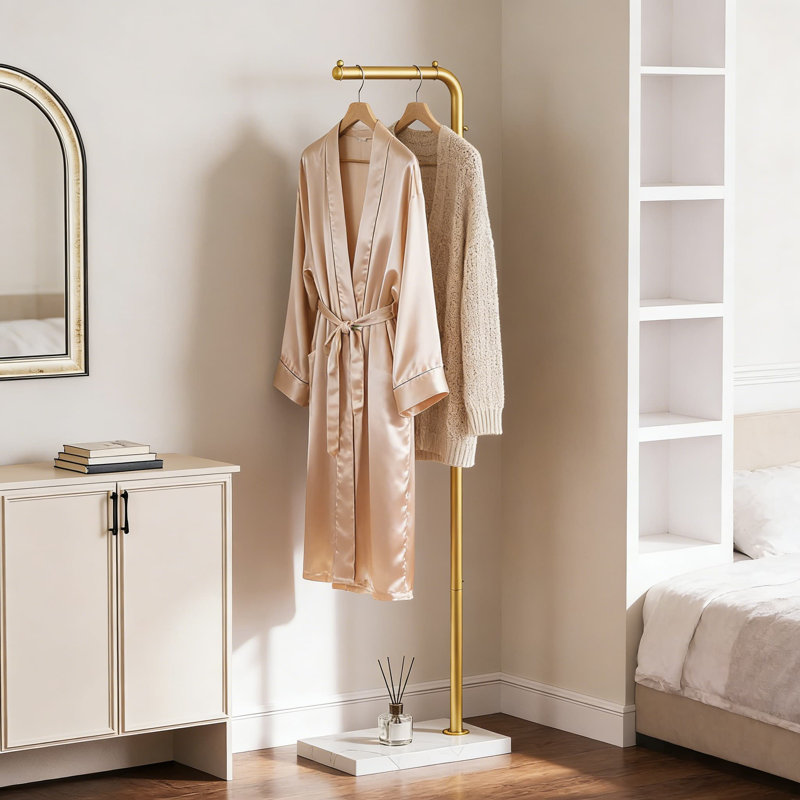 Modern L-Shaped Coat Rack With 3 Hooks And Weighted Base, Freestanding Floor Standing Clothes Hanger Stand For Entryway, Living Room, Bedroom, And Office Organization