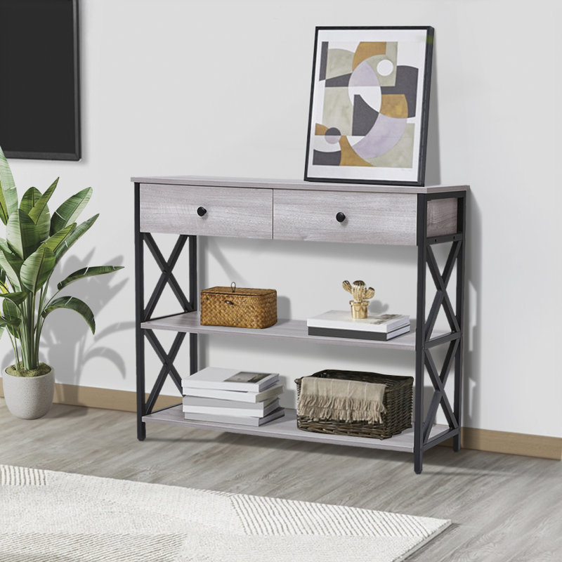 Deford 100cm Console Table: Stylish Storage with Drawers & Durable Steel Frame