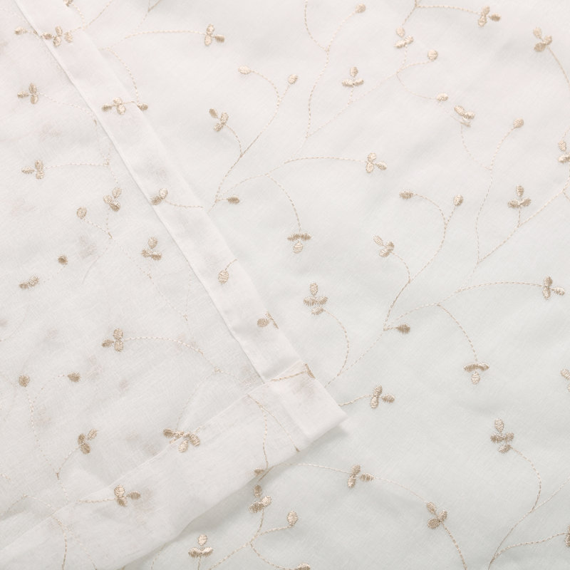 Aldin Lightweight Delicate Floral Sheer Grommet Curtain Panels, 52" W x 96" L, Champagne