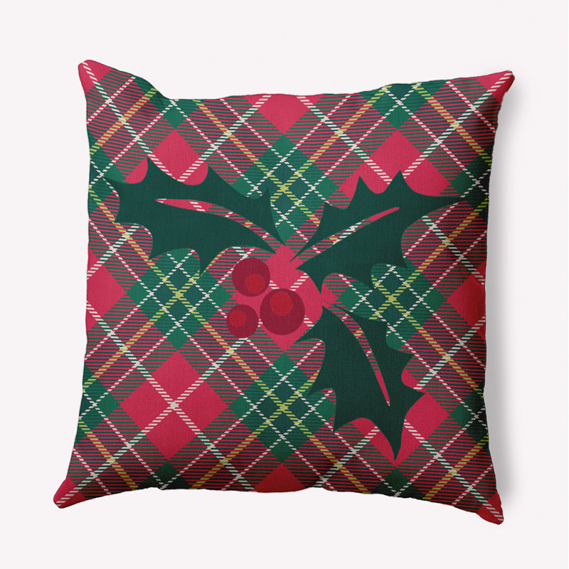 Coussin décoratif en polyester à carreaux, 26 po x 26 po, Carré