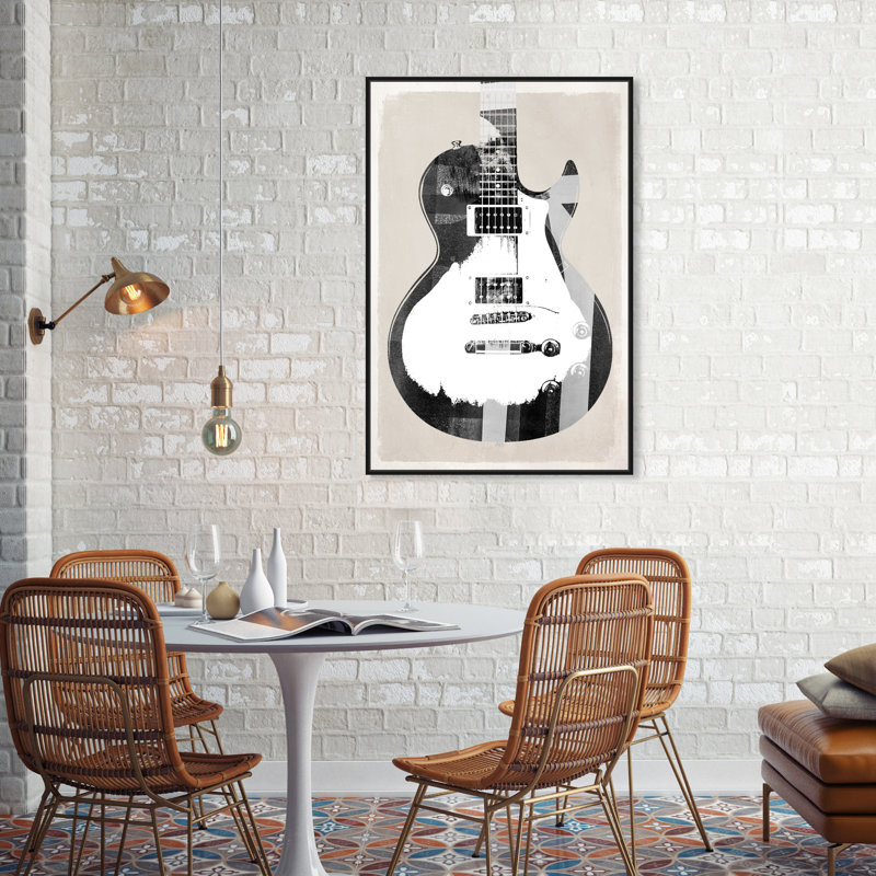 Guitare - impression, H 36 po x l 24 po, Cadre noir