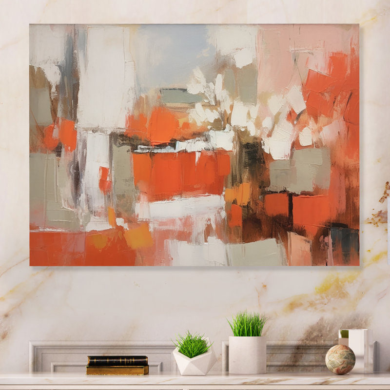 Impression sur toile «Orange Minimalims Enchantment II», H 12 po x l 20 po x P 1 po, Toile tendue