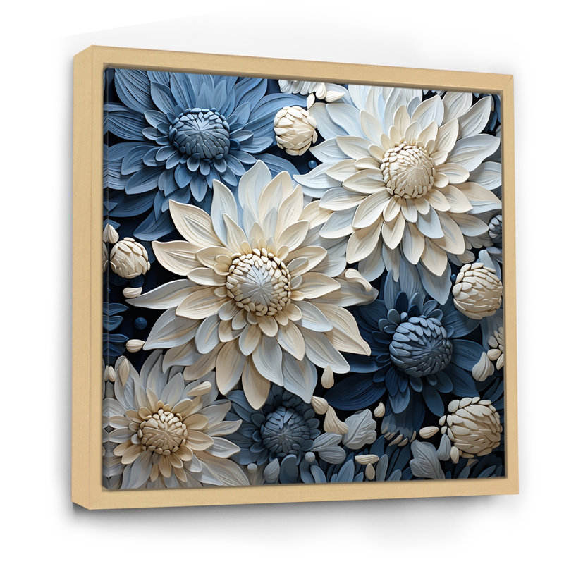 Décoration murale «Pure White» et «Blue Chrysanthemums Beauty I - Chrysanthemums», H 30 po x l 30 po x P 1 po