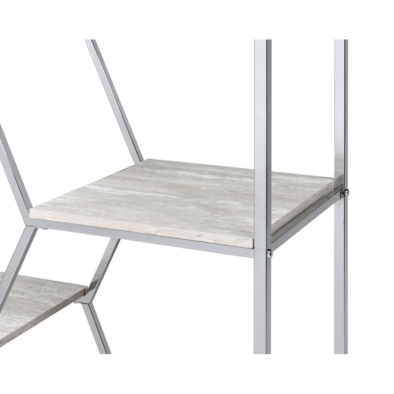 Shaylee 72"H Steel Geometric Bookcase, Chrome