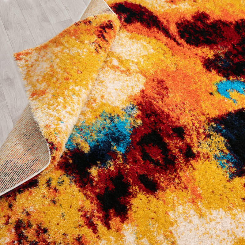 Abstract Area Rug in Beige, Rectangle 7'7" x 9'7"