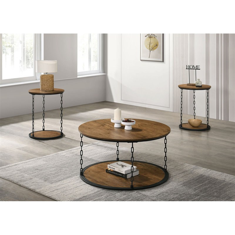 Ensemble de table rustique 3 pièces Natural Finish, Naturel