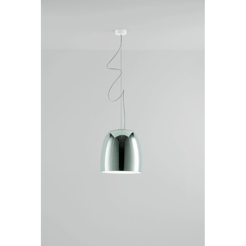 1 - Light Matt White Dome Pendant, 200cm H x 36cm W x 36cm D, Mirror/White