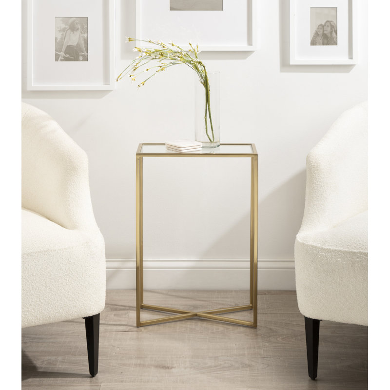 Table d'appoint Everly Quinn Jaspur, Blanc / Doré