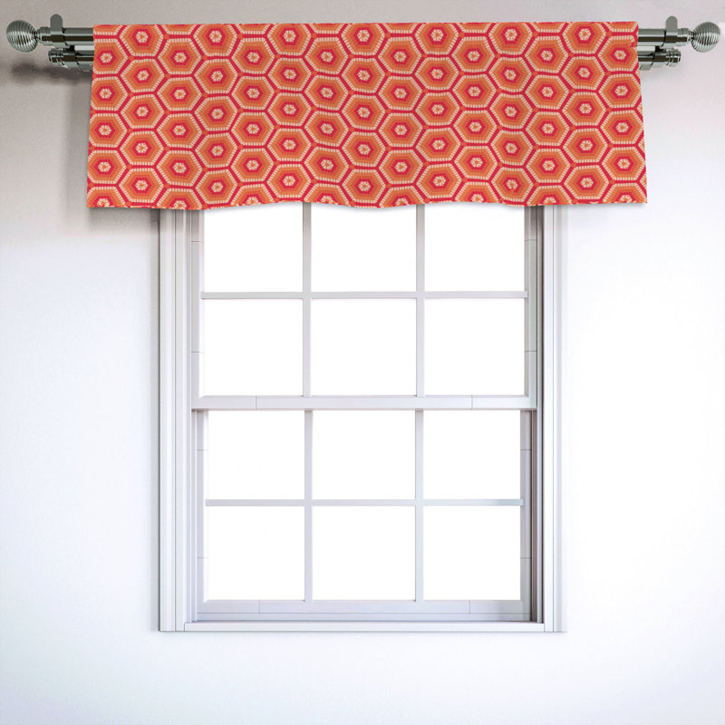 Sateen Geometric Ruffled Window Valance