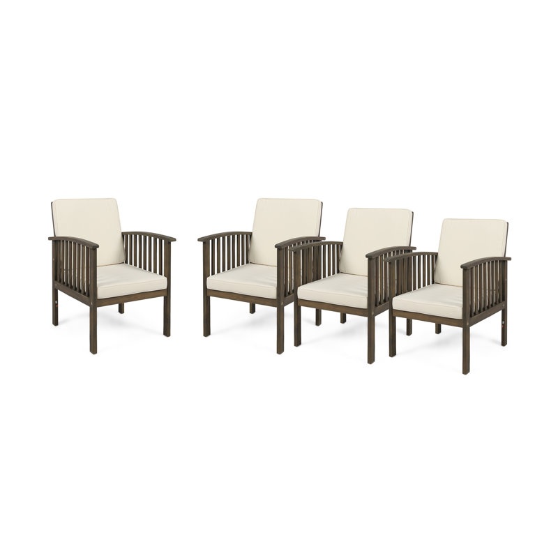 Chaise de patio pour l'extérieur avec coussins, Structure grise / coussin crème