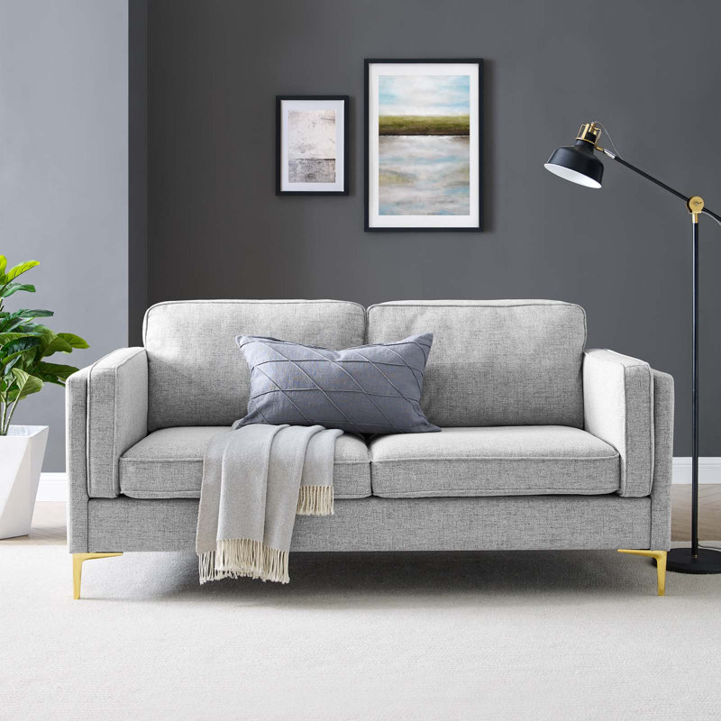 Kaiya Fabric Sofa, Light Grey Velvet