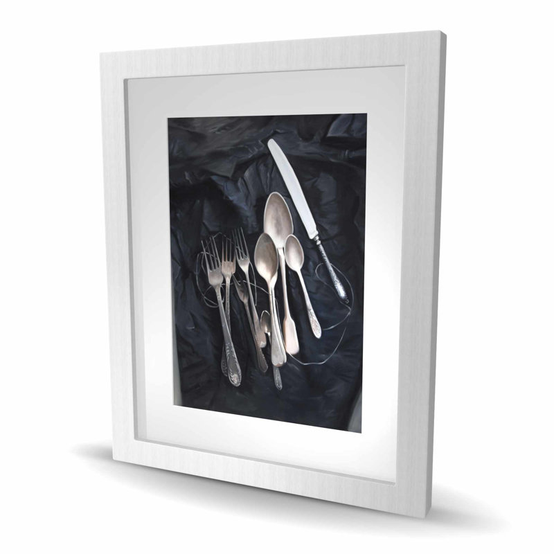 Vintage Cutlery - Black Shapes, reproduction encadrée avec passe-partout, H 20 po x l 16 po