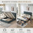 Queen Hydraulic Lift Up Storage Upholstered Platform Bed With Curved Headboard, No Box Spring Needed, Green-1062150347-1062150341