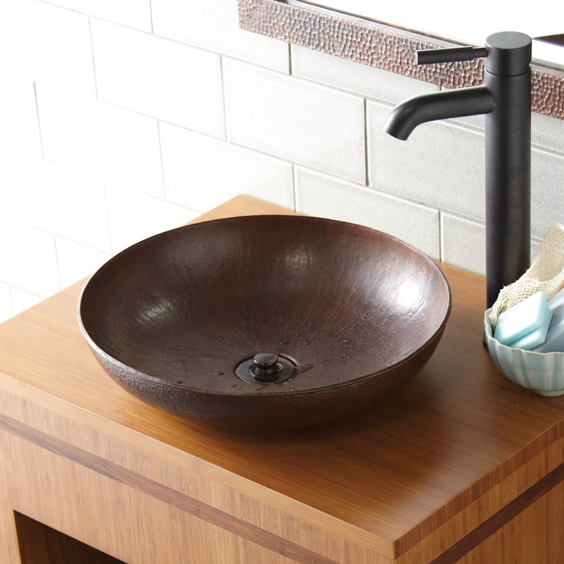 Maestro Copper Circular Vessel Bathroom Sink, Polished Nickel