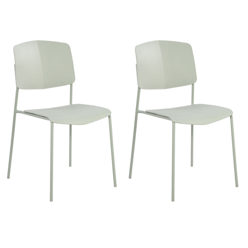 Pair of Aspen Academy Kitchen Chairs, Plastic Seat with Metal Legs, Green