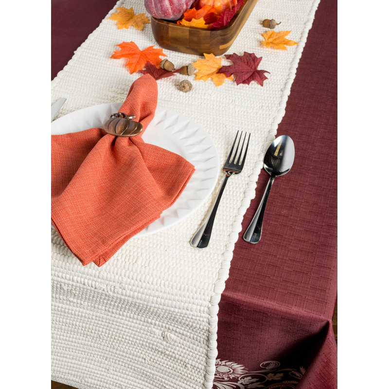 Aelia Striped 100% Cotton Table Runner, Natural