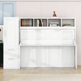 Tandie Wood Murphy Bed with Shelves and 2 Drawers