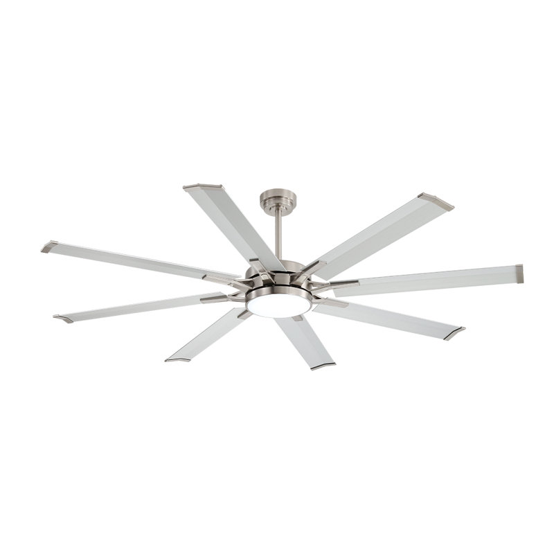 Ventilateur de plafond intérieur avec ensemble d'éclairage et télécommande, moteur réversible, 96", Nickel, Nickel
