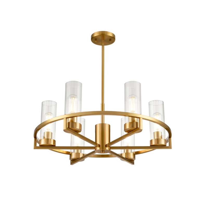 Allenna - Light Brass Waggon Wheel Pendant, 18cm H x 24.8cm W x 24.8cm D