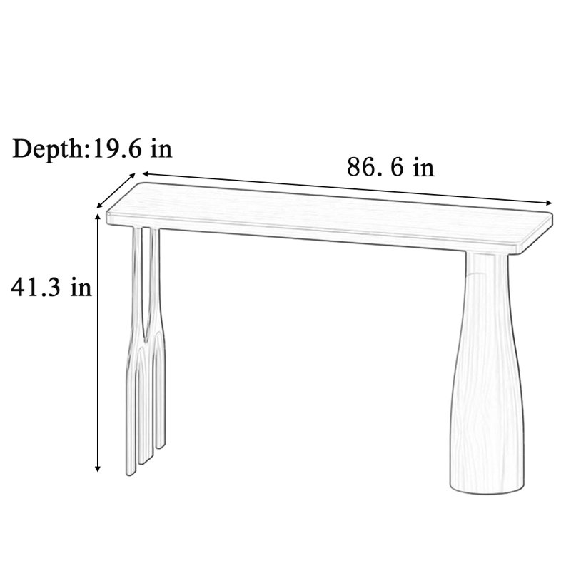 Table de bar simple en bois massif, H 41,3 po x L 86,6 po x l 19,6 po