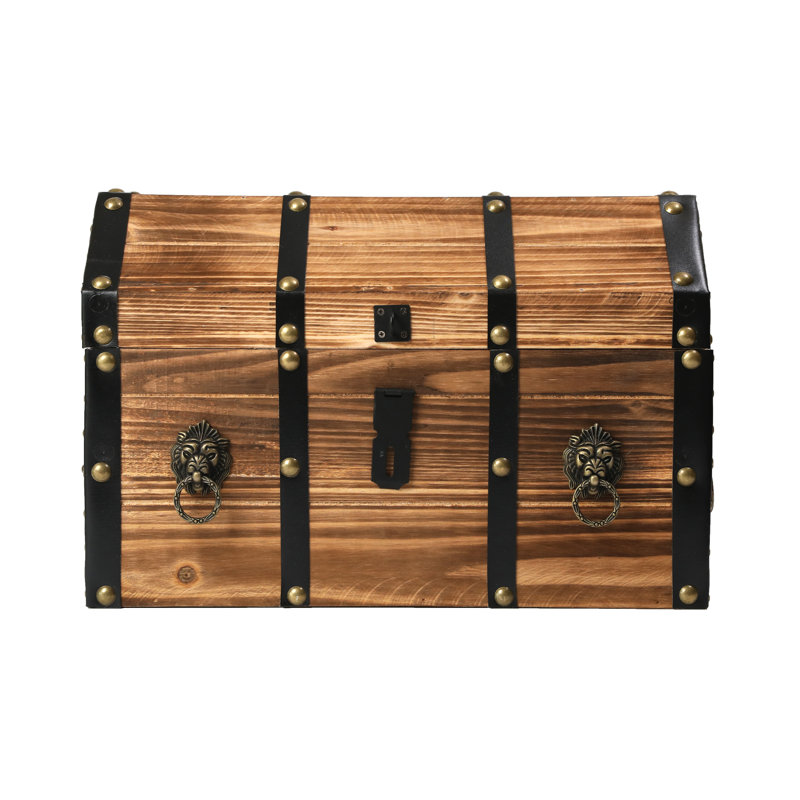Quickway Imports Large Wooden Pirate Lockable Trunk with Lion Rings ...