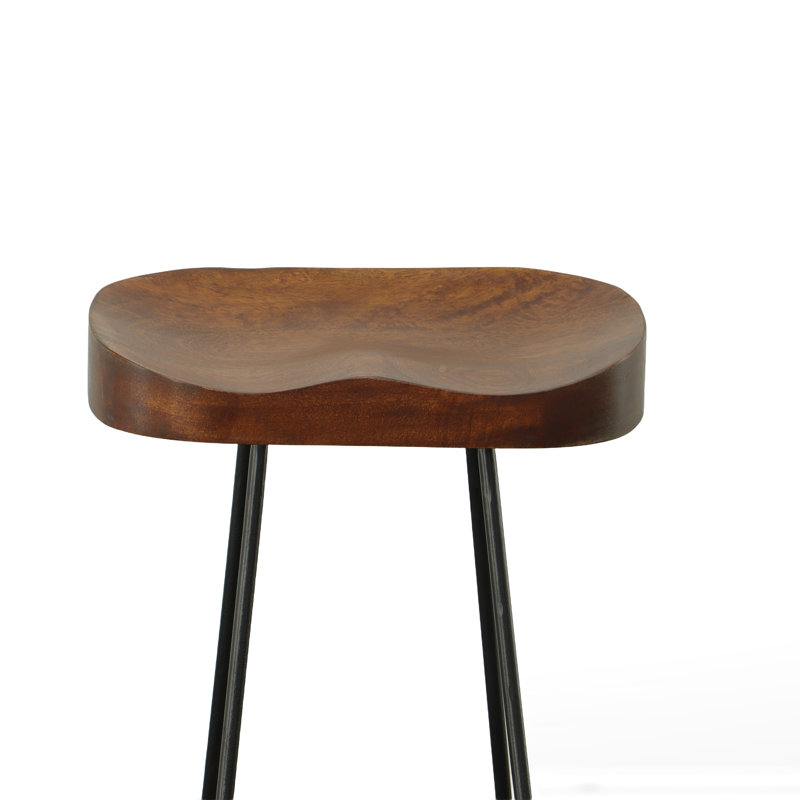 Tabouret de bar et de comptoir en bois massif Keilia, Chestnut/Black, Tabouret de bar (siège d'une hauteur de 31 po)