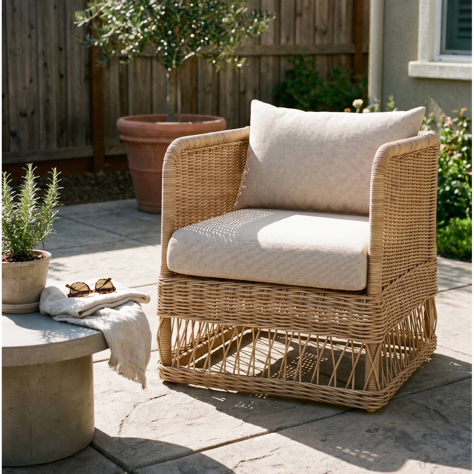 Margot Pebble Outdoor Patio Club Chairs, Brown, Bliss Linen