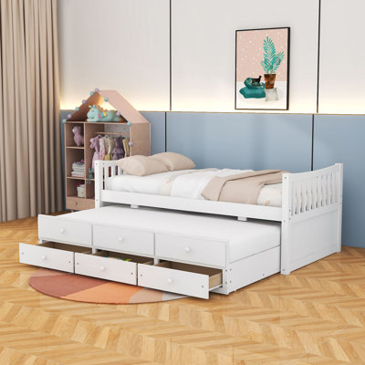 Marlar 3 Drawers Wooden Daybed with Trundle