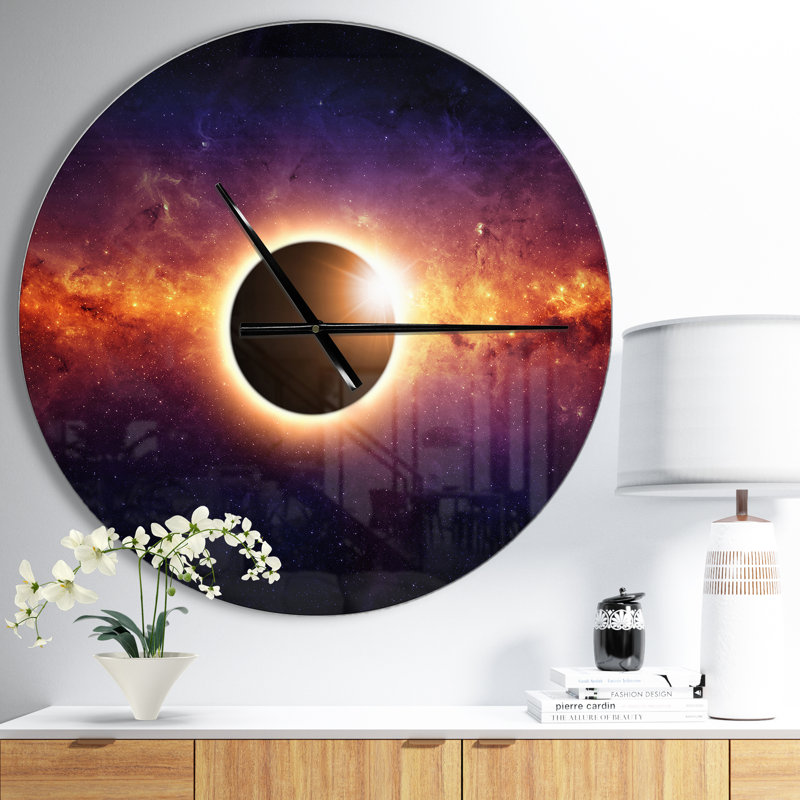 Full Eclipse View - Horloge murale moderne, Moyen