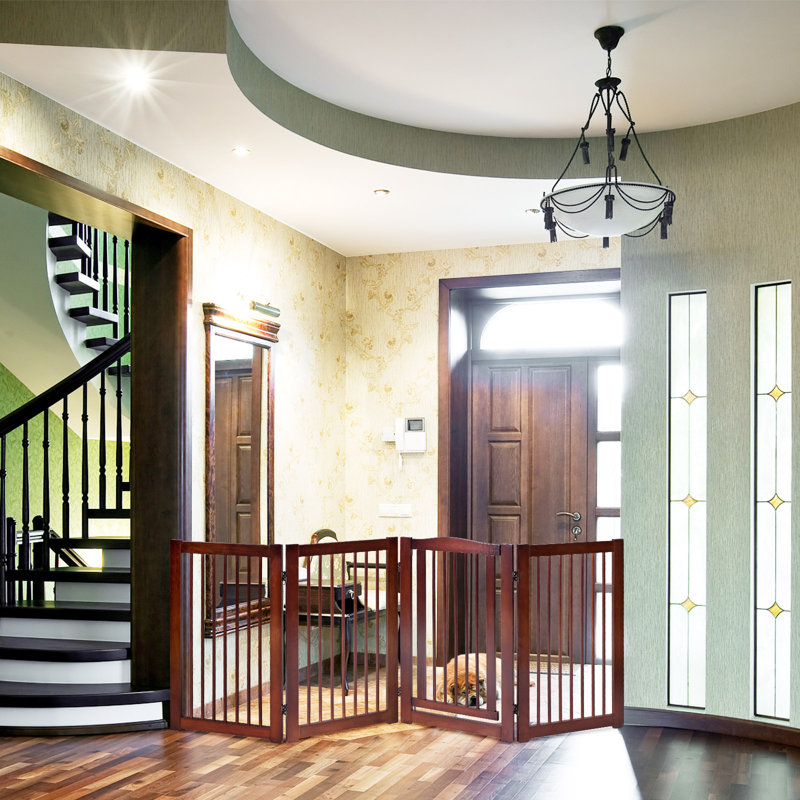 Rayburn Wood Free Standing Pet Gate With Door