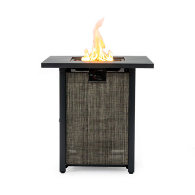 28" Propane Gas Fire Pit Table, 50000 BTU Square Steel Fire Pit  For Outside Patio Deck Garden Courtyard -Black