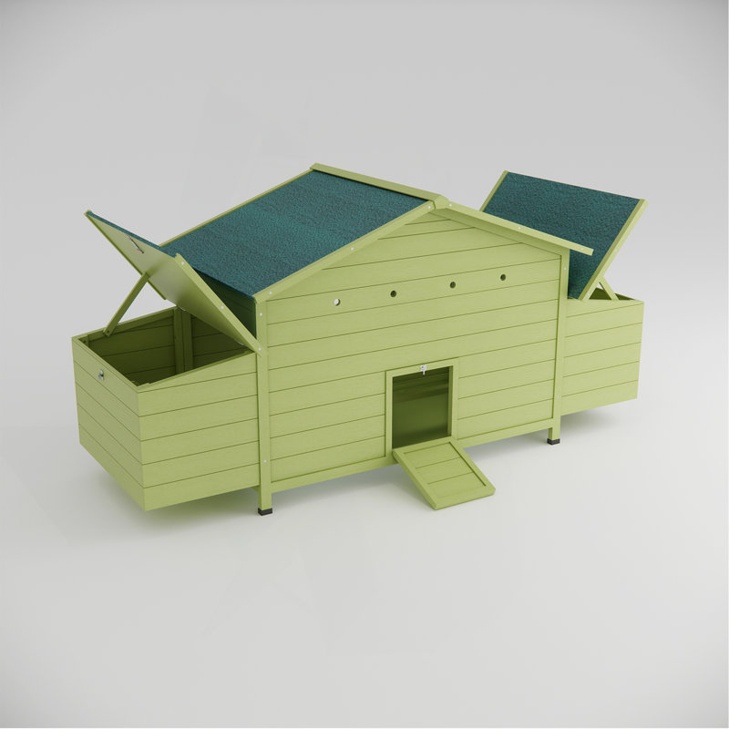 Grande cage à poulets pour l'extérieur avec poulailler en bois de 11,12 pi² avec 2 portes en libre parcours, 2 nichoirs, un perchoir à l'intérieur
