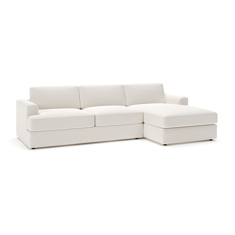 Cayden Sectional with Chaise, Lena Off White Performance Linen Blend, Right Hand Facing