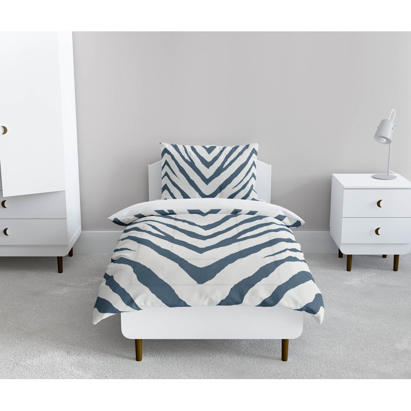 Zebra Stripe Decorative Lightweight Comforter Set, Blue