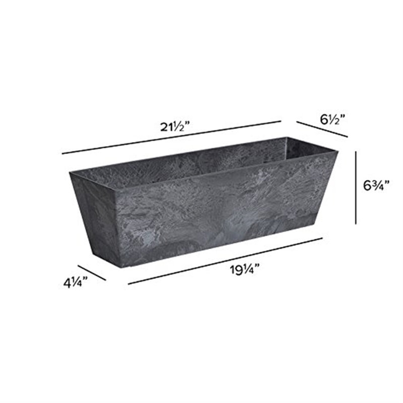Pente Planter Box, Gray Black, 6.5" H x 21.61" W x 6.61" D