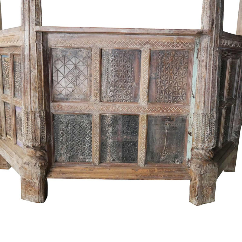 Eclectic Antique Carved Solid Wood Arches Repurposed 83 in. Tall Serving Bar