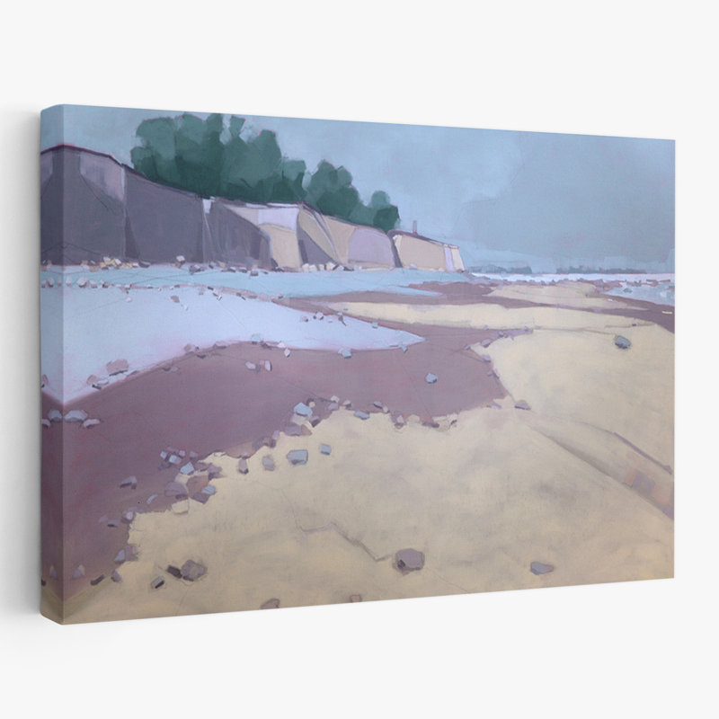 Fourth Cliff - côtier, paysages contemporains, plages, océan, art, H 32 po x l 48 po
