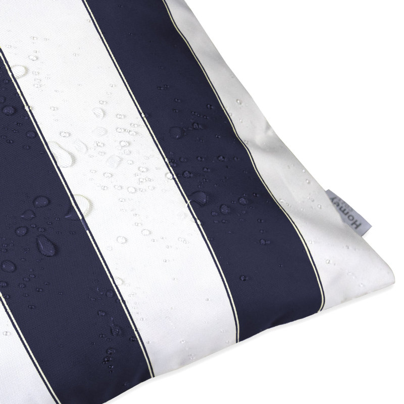 Josephine Striped Outdoor Reversible Throw Pillow, Navy, 18" x 18"
