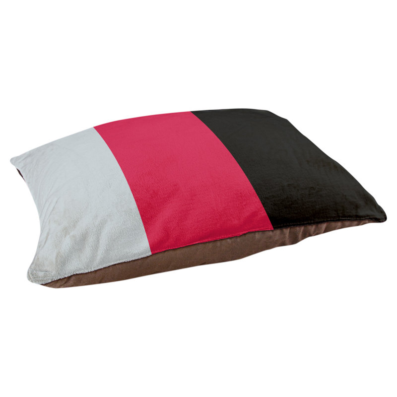 Coussin rectangulaire designer New York Bronx, Grand (L 40 po x l 50 po), Argent / rouge / noir