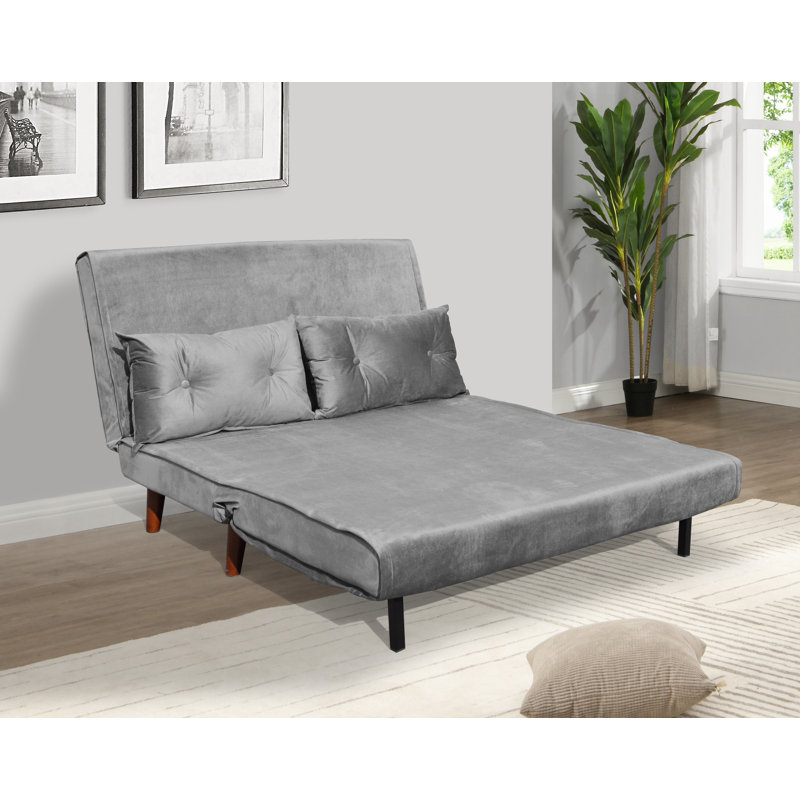 Cramerton 2 Seater Velvet Sofa Bed, Grey