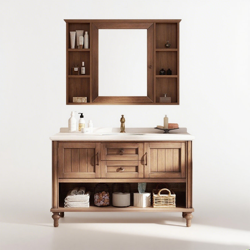 Meuble-lavabo en chêne American Country Style, Brown