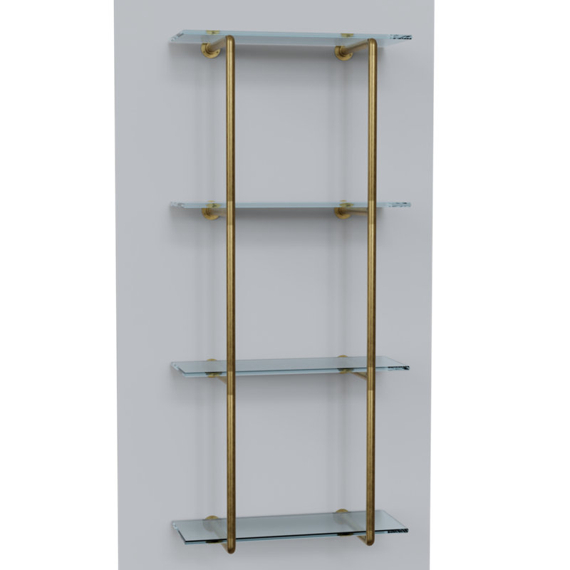 Shing 14.875'' W Metal Shelving Unit, Satin Brass