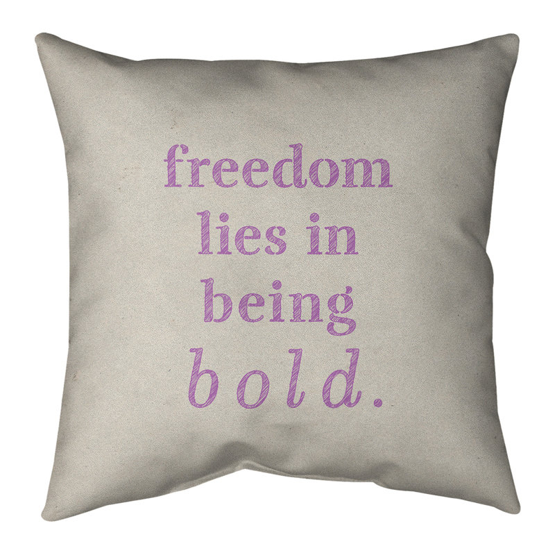 Coussin «Hand Bold», 16 po x 1 po, Blanc / violet