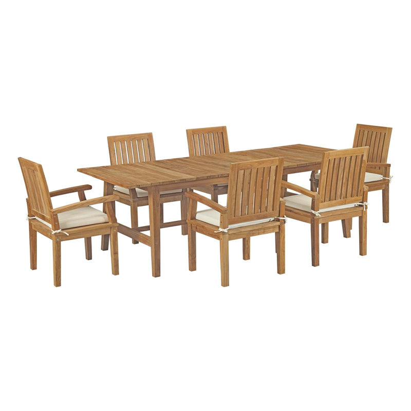 Ensemble repas d'extérieur en teck 7 pièces Marina par Modway