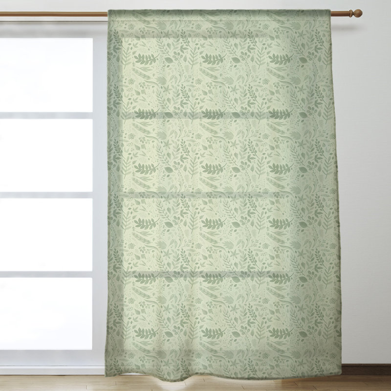 Sheer Curtain Single Panel, Green