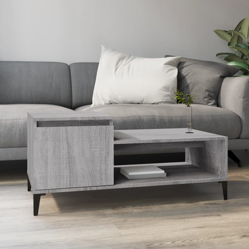 Four Leg Coffee Table with Storage, Grey Sonoma