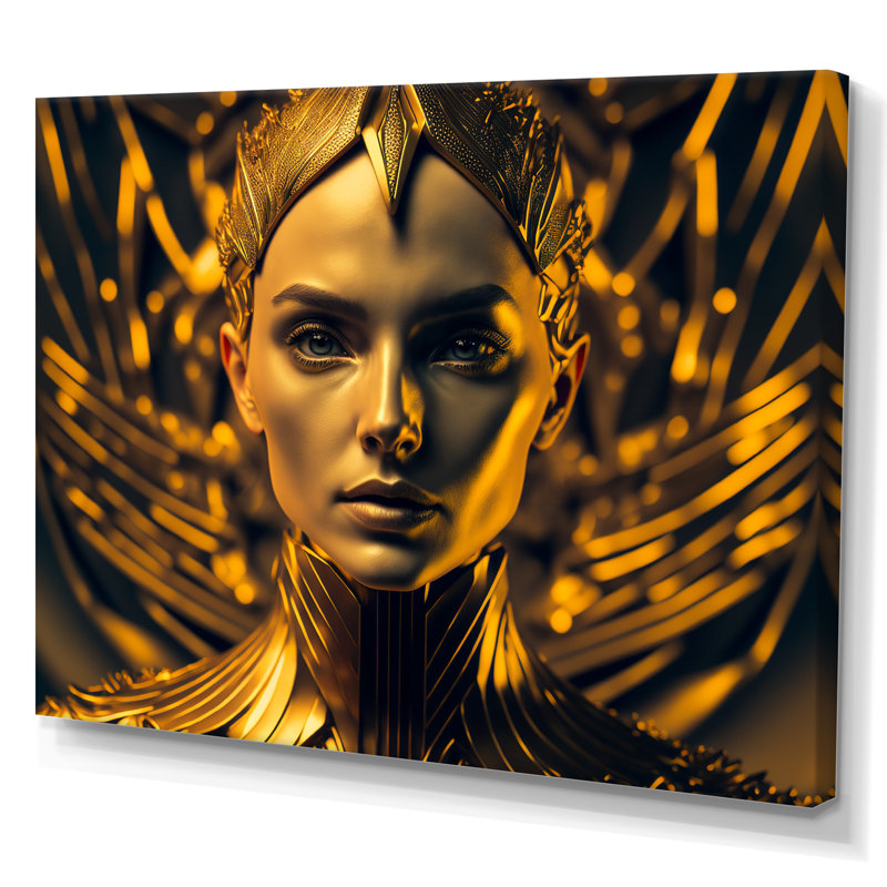«Futuristic Golden Goddess II», reproduction sur toile, H 30 po x l 40 po x P 1,5 po, Toile tendue