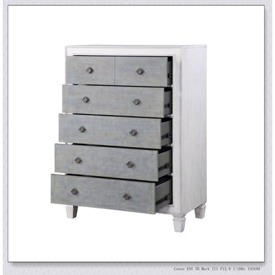 Commode Katia gris rustique et blanc vieilli avec tiroirs pleine extension et tiroir supérieur doublé de feutre