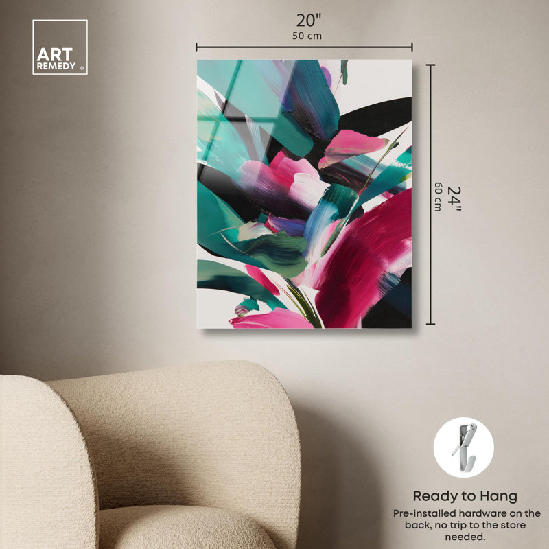 Décoration murale tropicale Swooping Color Symphony III par Art Remedy, H 24 po x l 20 po